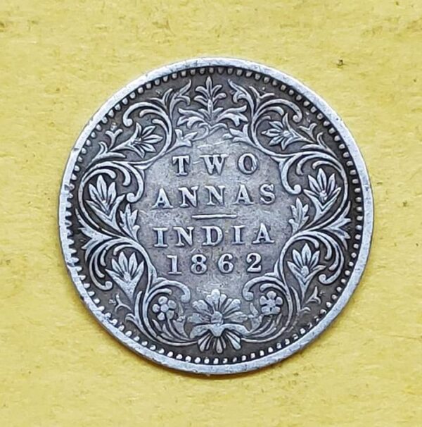 two anna 1862 silver coin