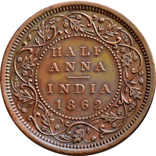 half anna 1862 copper coin - Image 2