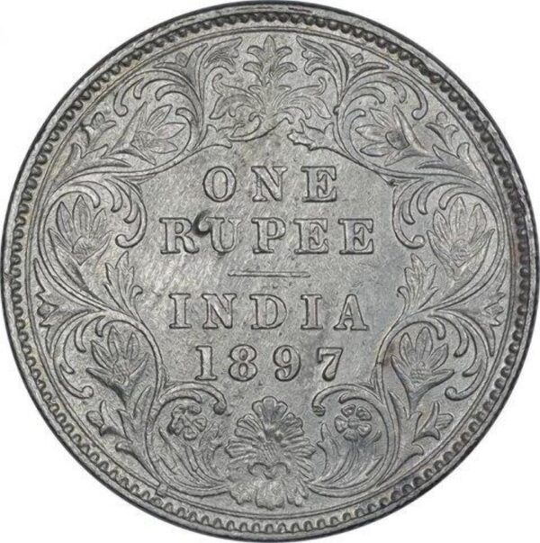 one rupees 1897 silver coin - Image 2