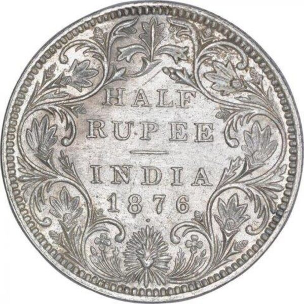 half rupees 1876  silver coin - Image 2