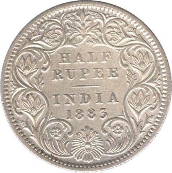 half rupees 1883 silver coin