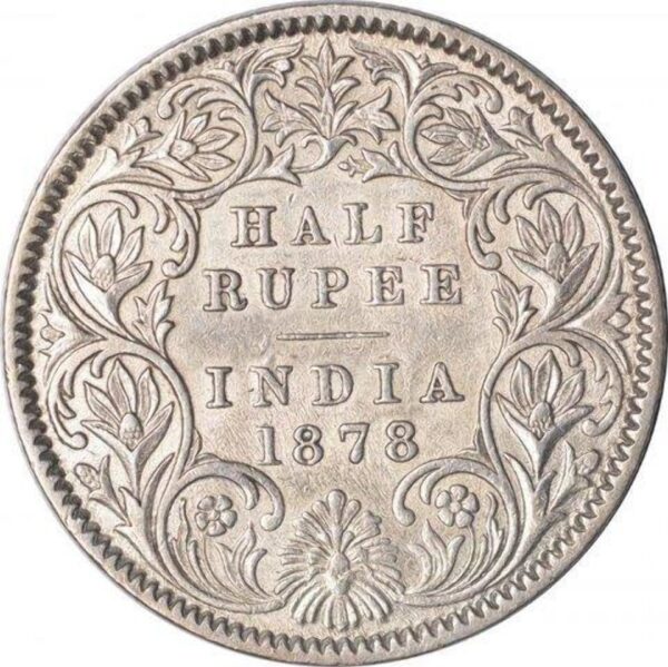 half rupees 1878 silver coin - Image 2