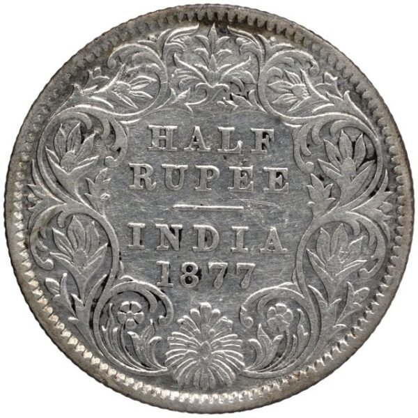 half rupees 1877 silver coin - Image 2