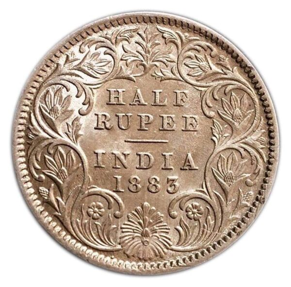 half rupees 1883 silver coin