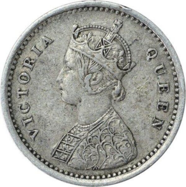 two anna silver coin 1875 - Image 2