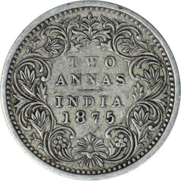 two anna silver coin 1875