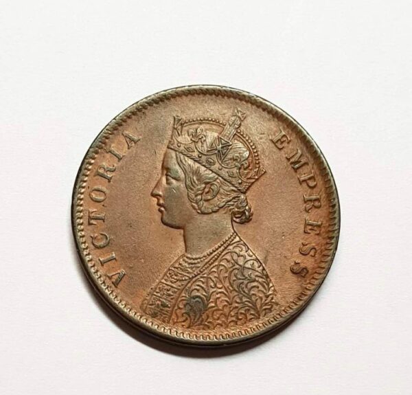half anna 1877 copper coin - Image 2