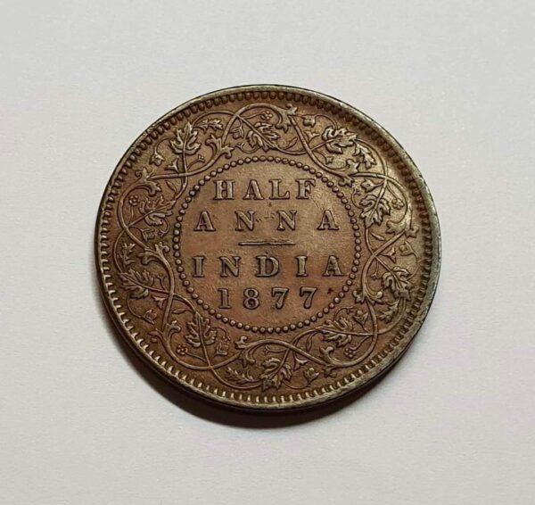 half anna 1877 copper coin