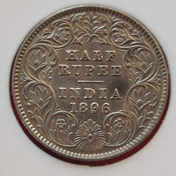 1896 Half Rupee, with C incuse, Calcutta Mint, A/1/C, PR. #  279, GK #  652, ₹ 7,100/-  inclg. Shpg. Contact only @ W