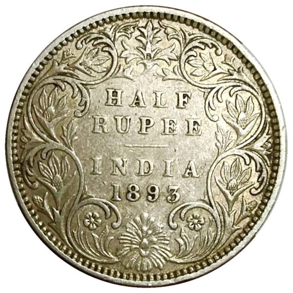 🌠 Rare  1893 half rupee  Bombay mint  Top condition  Highly collectable