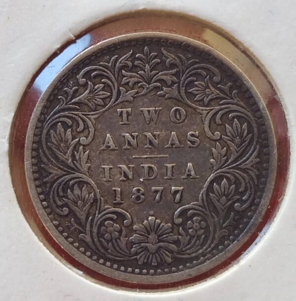 1877 Two Annas, A/1/Dot, Bombay Mint, PR.