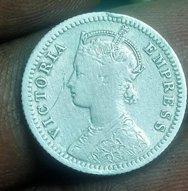 1/4 rupees  india silver 1880 - Image 2
