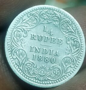 1/4 rupees  india silver 1880