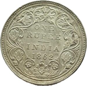One rupee 1862 C/2nd ,1/2 dots Scare