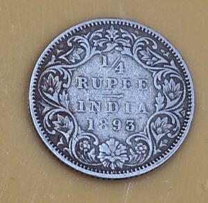 1/4 quater rupees 1893 fine condition