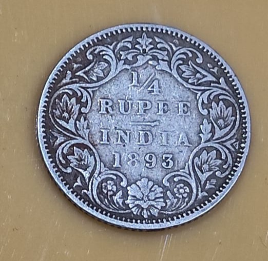 1/4 quater rupees 1893 fine condition