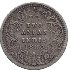 TWO ANNA VICTORIA EMPRESS 1880 CALCUTTA MINT