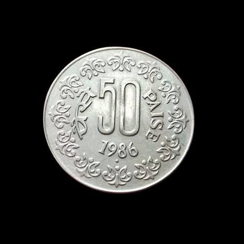 fifty paise 1986 bombay unc condition