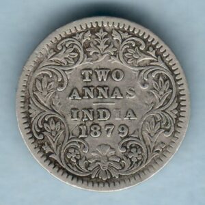 two anna 1879 silver coin