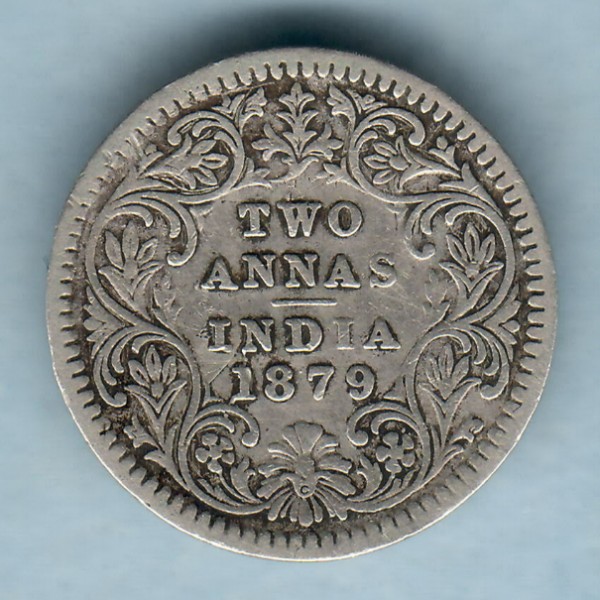 two anna 1879 silver coin