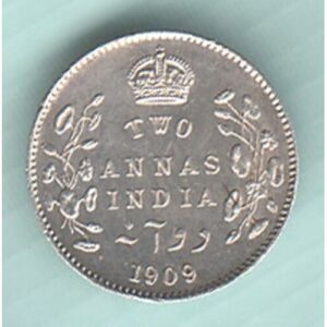 two anna 1909  silver coin