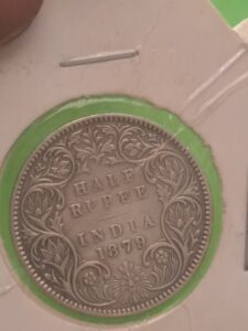 Half rupees 1879 silver coin