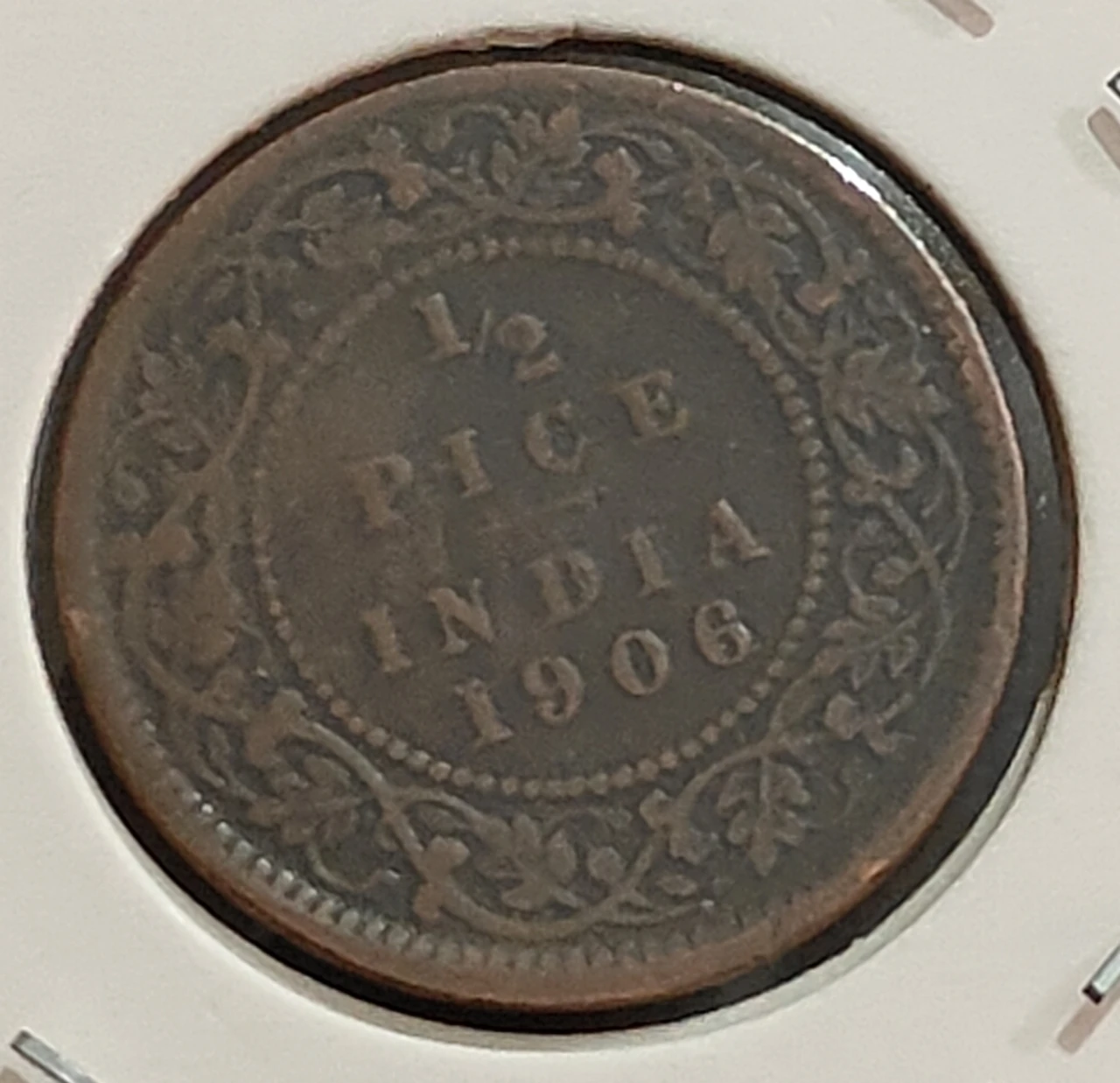 British India Edward VII Copper Issue 1/2 Pice 1906