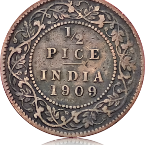 British India Edward VII Copper Issue 1/2 Pice 1909