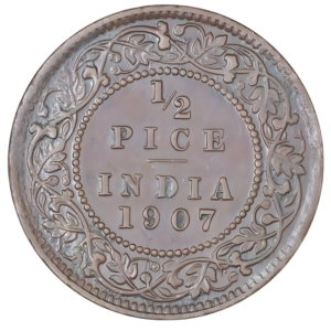 British India Edward VII Copper Issue 1/2 Pice 1907