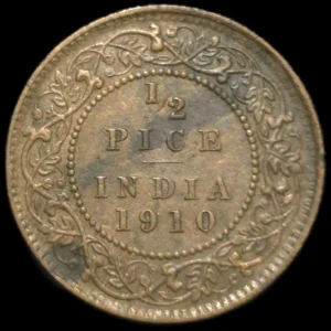 British India Edward VII Copper Issue 1/2 Pice 1910