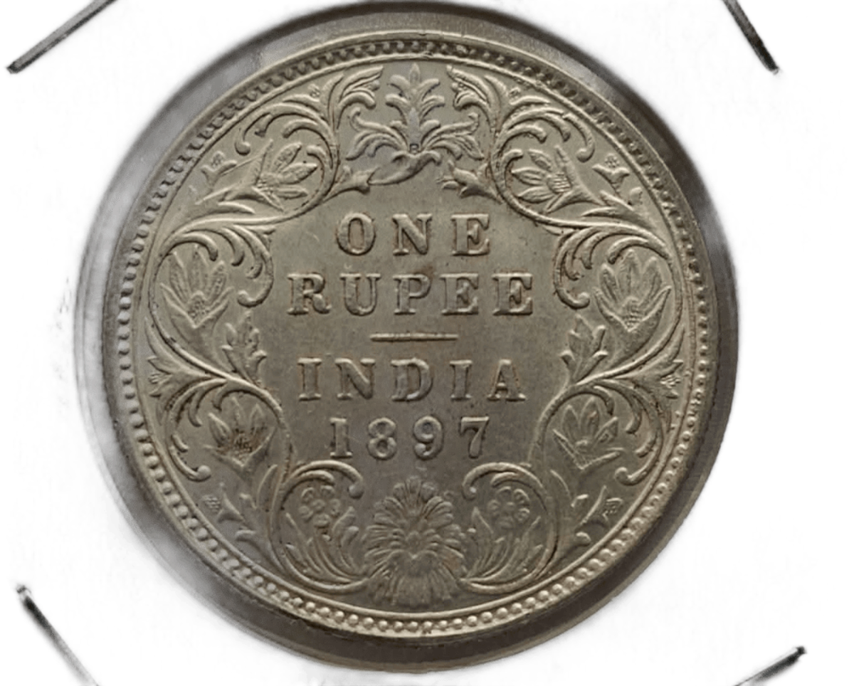 one rupees 1897 silver coin