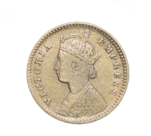 two anna 1880 silver coin fine condition