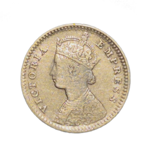 two anna 1880 silver coin fine condition