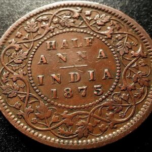 half anna 1875 copper coin 12.95 gm