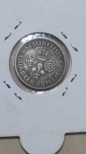 Silver Mauritius Quarter Rupee Coin 1935 George V (0.916 Silver) Scarce