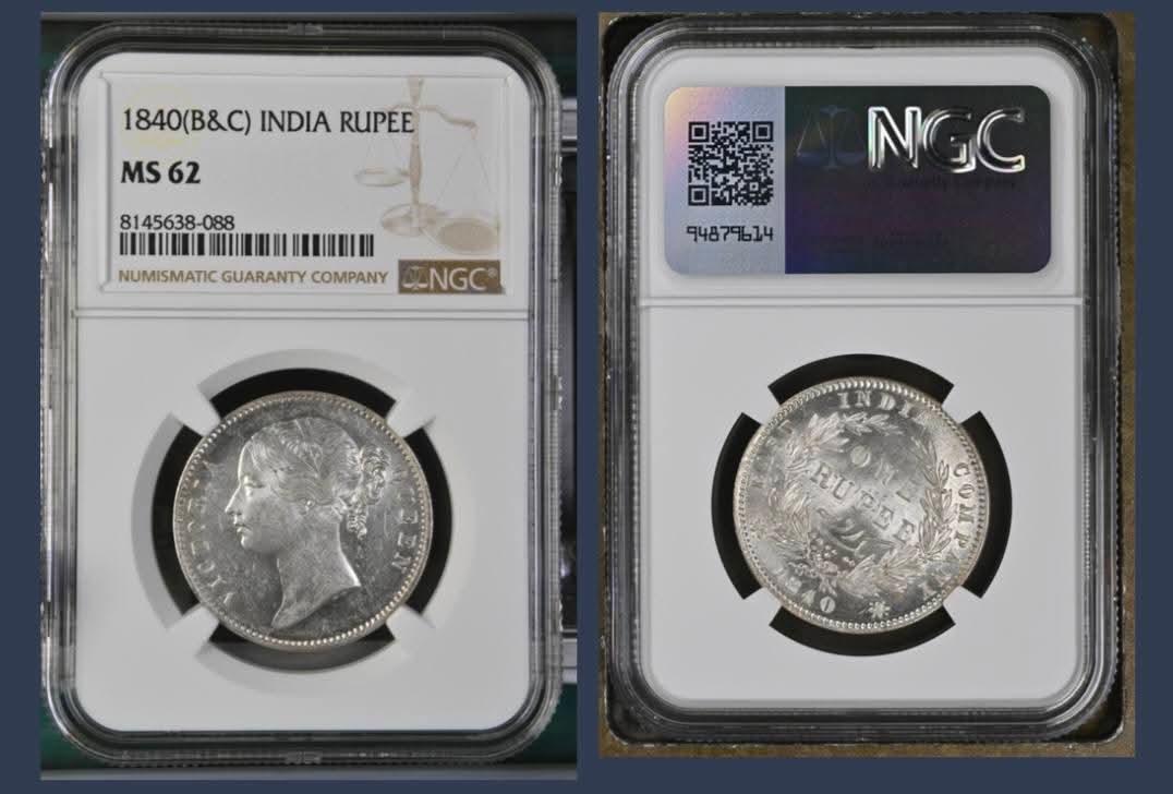 One rupees 1840 ngc graded coin - Image 2