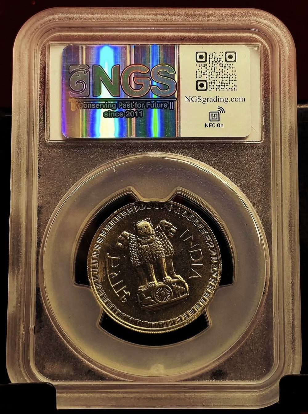 One rupees 1970 graded coins unc - Image 2
