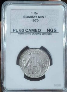 One rupees 1970 ngs graded coins