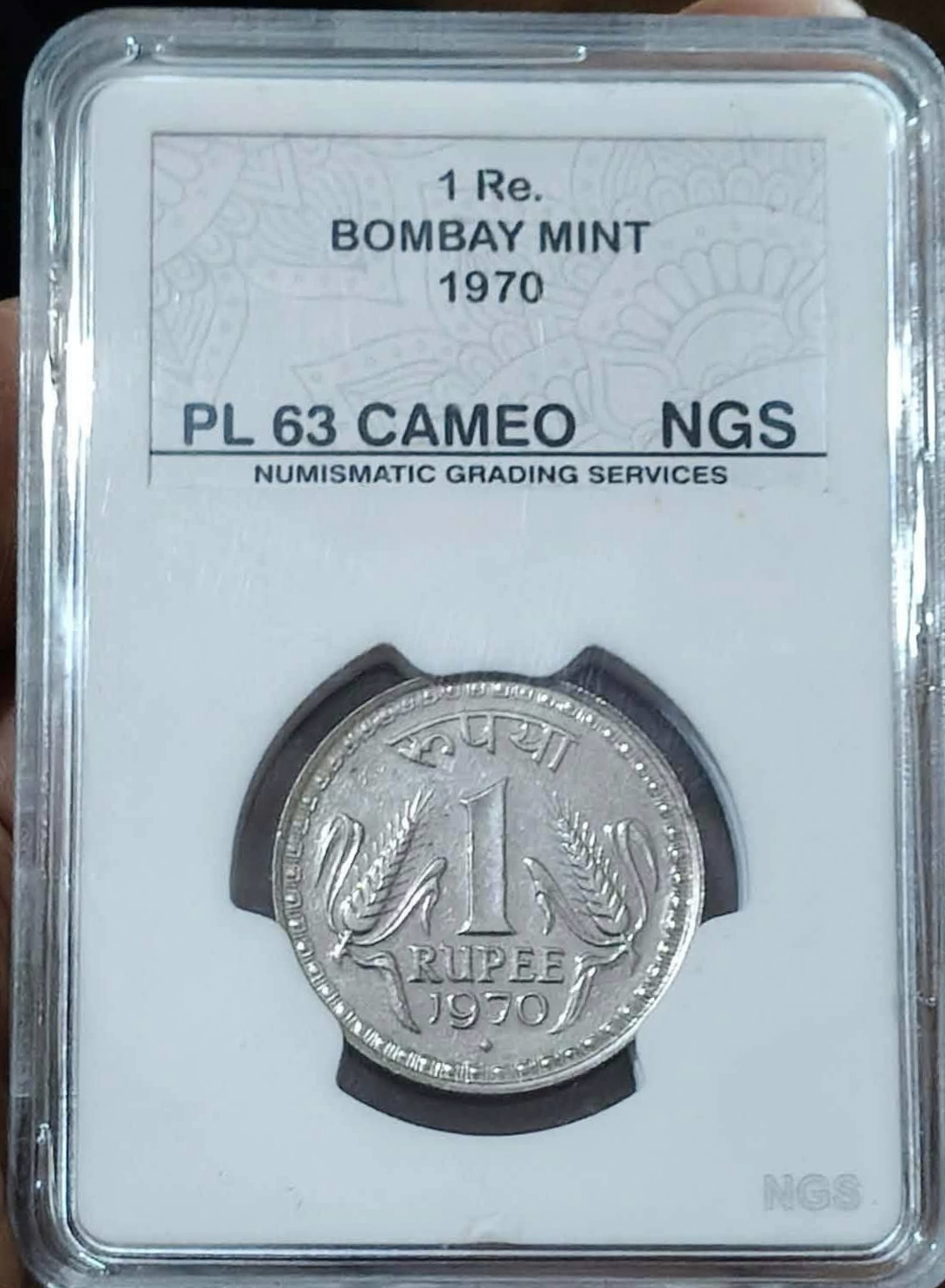 One rupees 1970 ngs graded coins
